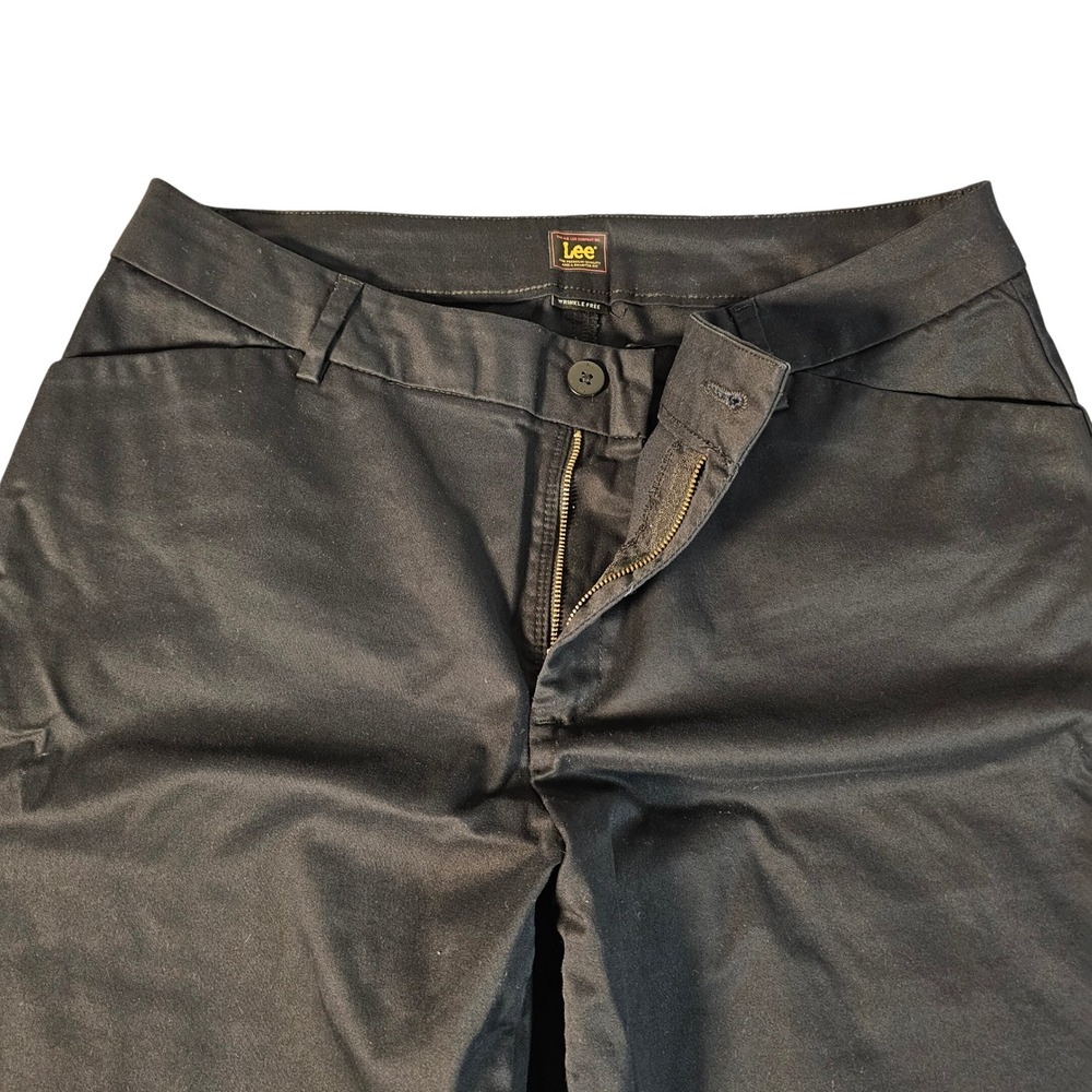 Lee Womens Black Wrinkle Free Straight Leg Pants Size 16 Long - 104637501